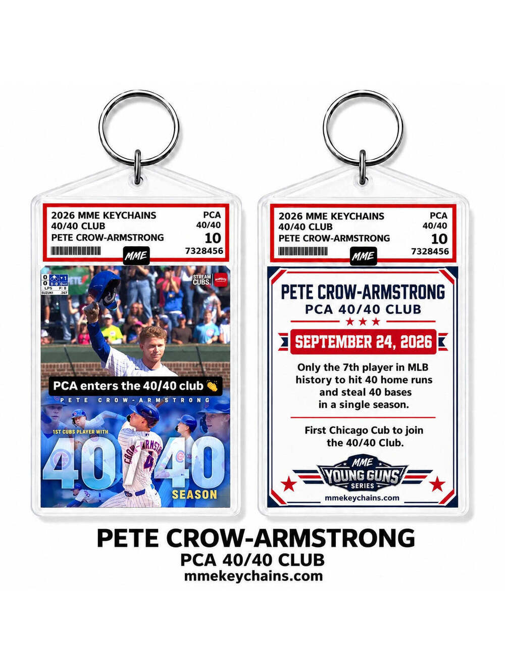 4924 Pete Crow-Armstrong PCA 40/40 Club Keychain – 40/40 Season Collage